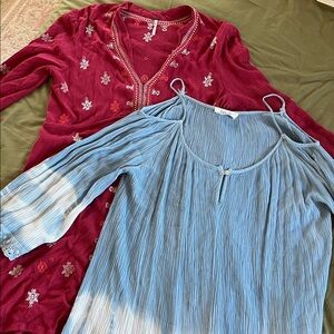 Two colorful long-sleeve lightweight tops (Large)